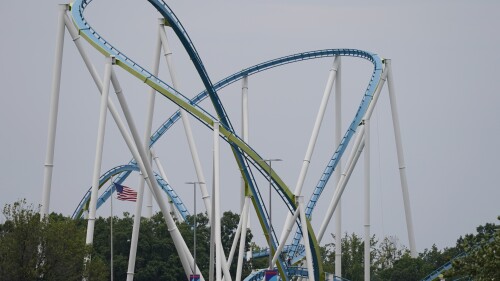 The Fury 325 roller coaster at Carowinds amusement park is seen on Monday, July 3, 2023, in Charlotte, N.C. (AP Photo/Erik Verduzco)