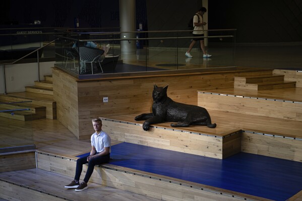 Austin Kissinger is seen at Gatton Student Center on the University of Kentucky's campus Tuesday, April 29, 2025, in Lexington, Ky. (AP Photo/Jon Cherry)