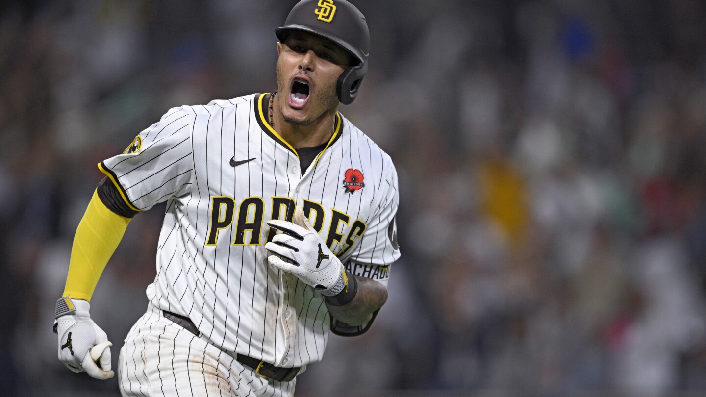 Machado hits tying homer in 8th inning and Padres come back to beat Marlins 4-3 in 11