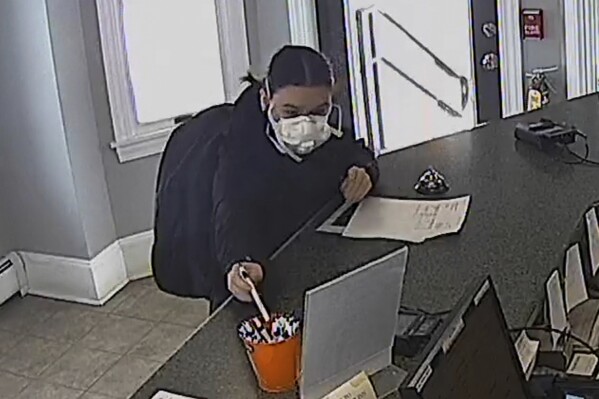 Teresa Youngblut, who is charged by the FBI in connection to the shooting death of US Border Patrol Agent David Maland, is seen in the office at the Newport City Inn on Jan. 14, 2025 in Newport, Vermont, in this still frame photograph from surveillance video released by the inn, who confirmed her identity. (Newport City Inn surveillance video image via AP)