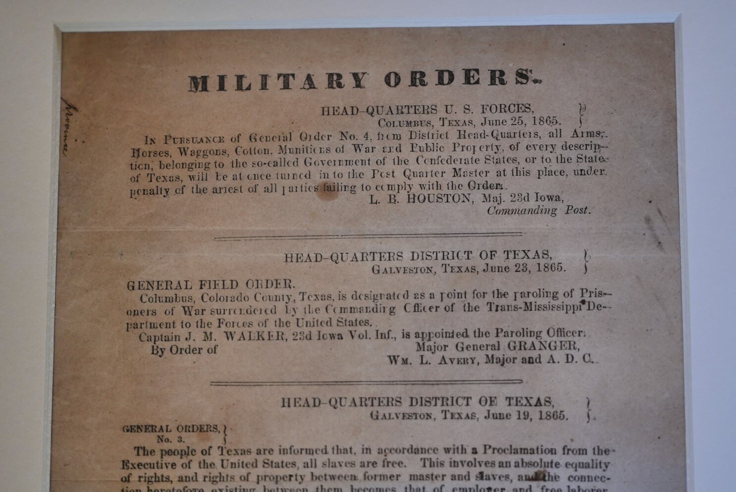 Dallas Historical Society to showcase rare Juneteenth handbill