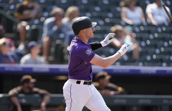 August 4 2021: Colorado Rockies outfielder Connor Joe (9) during