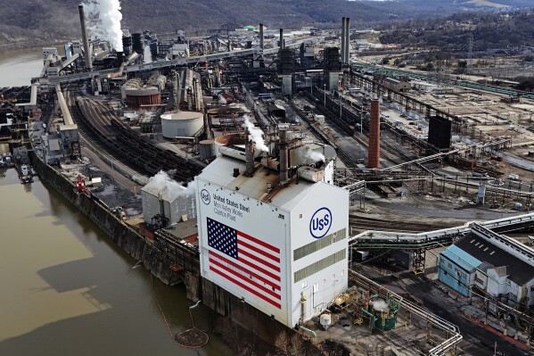 FILE - U.S. Steel's Mon Valley Works Clairton Plant in Clairton, Pa., is shown on Monday, Feb. 26, 2024. U.S. Steel shareholders overwhelmingly approved the firm's sale Friday, Apri 12, 2024, to Nippon Steel of Japan for $14.1 billion in cash, voicing unequivocal support for a combination that has drawn opposition from the Biden administration on economic and national security grounds. (AP Photo/Gene J. Puskar, File)