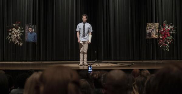 This mage released by Universal Pictures shows Ben Platt in a scene from "Dear Evan Hansen." (Erika Doss/Universal Pictures via AP)