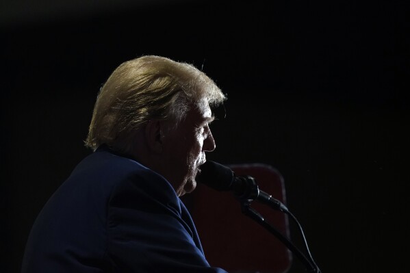 Republican presidential candidate former President Donald Trump speaks at a campaign rally Saturday, March 2, 2024, in Richmond, Va. (AP Photo/Steve Helber)