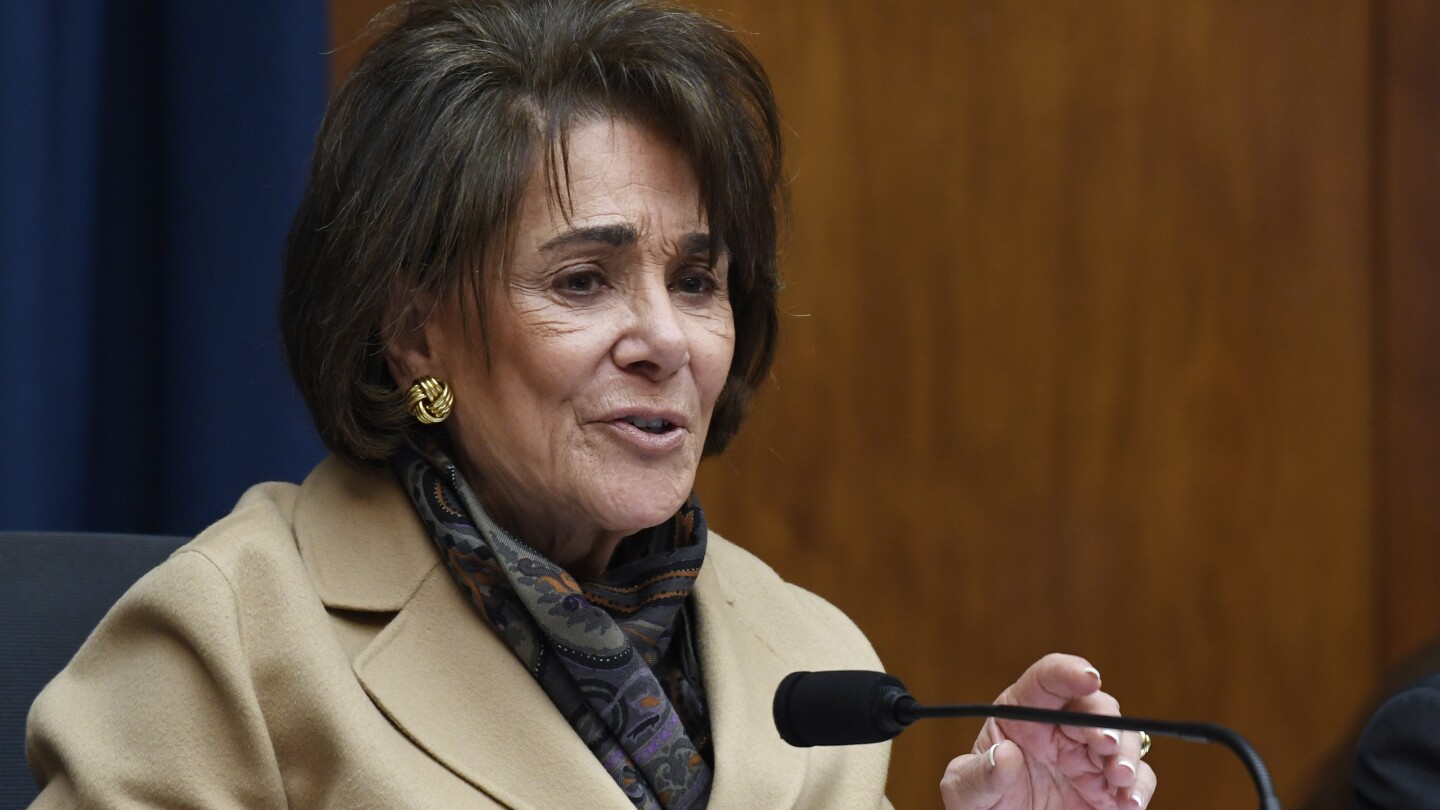 FILE - House Commerce subcommittee chair Rep. Anna Eshoo, D-Calif., speaks, Feb. 26, 2020, during a hearing on the budget and the coronavirus threat, 