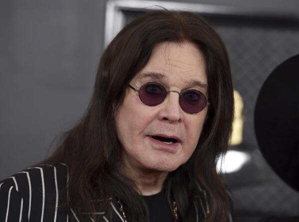 FILE - Ozzy Osbourne arrives at the 62nd annual Grammy Awards at the Staples Center on Jan. 26, 2020, in Los Angeles. Osbourne announced the cancellation of his 2023 tour dates in the UK and continental Europe, in a statement issued on early Wednesday, Feb. 1, 2023. (Photo by Jordan Strauss/Invision/AP, File)