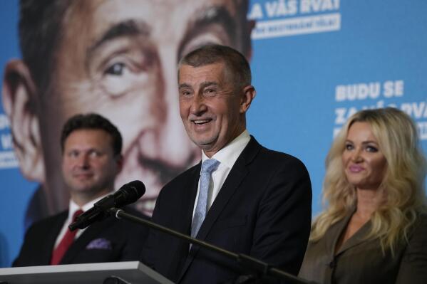 Czech Republic's Prime Minister and leader of centrist ANO (YES) movement Andrej Babis addresses the media after most of the votes were counted in the parliamentary elections, Prague, Czech Republic, Saturday, Oct. 9, 2021. Prime Minister Andrej Babis's centrist party has narrowly lost the Czech Republic's parliamentary election, a surprise development that could mean the end of the populist billionaire's reign in power. With the votes from 99.7% of the ballot stations counted, the Czech Statistics Office said Together, a liberal-conservative three-party coalition, captured 27.7% of the vote, beating Babis's ANO (Yes) party, which won 27.2%. (AP Photo/Petr David Josek)