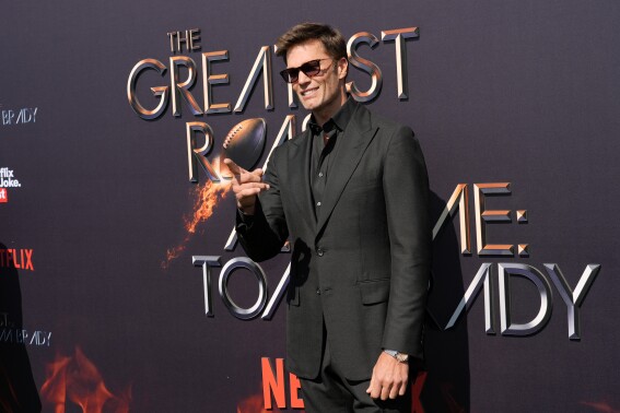 Tom Brady poses at "The Greatest Roast of All Time: Tom Brady" at the Kia Forum, Sunday, May 5, 2024, in Inglewood, Calif. (AP Photo/Chris Pizzello)