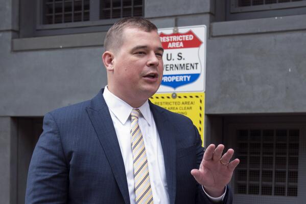 Mike Howell, director of Heritage Foundation's Oversight Project, speaks outside the federal courthouse in Washington, Tuesday, June 6, 2023. The Heritage Foundation, a Washington DC-based conservative think-tank, is suing the Biden administration to force officials to release Prince Harry's immigration files, after the Duke of Sussex admitted to using illegal drugs. (AP Photo/Manuel Balce Ceneta)