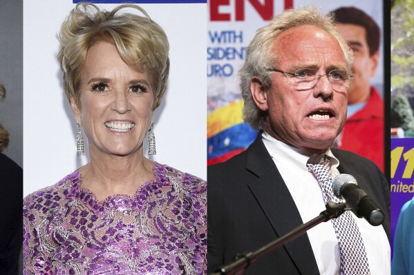 Rory Kennedy, Kerry Kennedy, Joseph P. Kennedy II, and Kathleen Kennedy Townsend, left to right, are shown in these file photos. They said in a joint statement, Oct. 9, 2023: "Bobby [Robert F. Kennedy, Jr.] might share the same name as our father, but he does not share the same values, vision, or judgment ... We denounce his candidacy." (AP Photos. File)