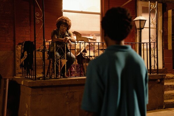 This image released by Netflix shows Lorraine Toussaint, left, and Caleb McLaughlin in a scene from  "Concrete Cowboys." (Jessica Kourkounis/Netflix via AP)