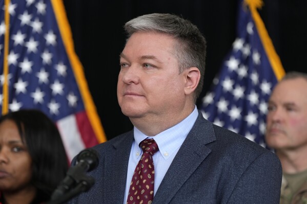 Terry Liercke, vice president and airport manager of Ronald Reagan Washington National Airport, listens during a news conference at Ronald Reagan Washington National Airport, Friday, Jan. 31, 2025, in Arlington, Va. (AP Photo/Alex Brandon)