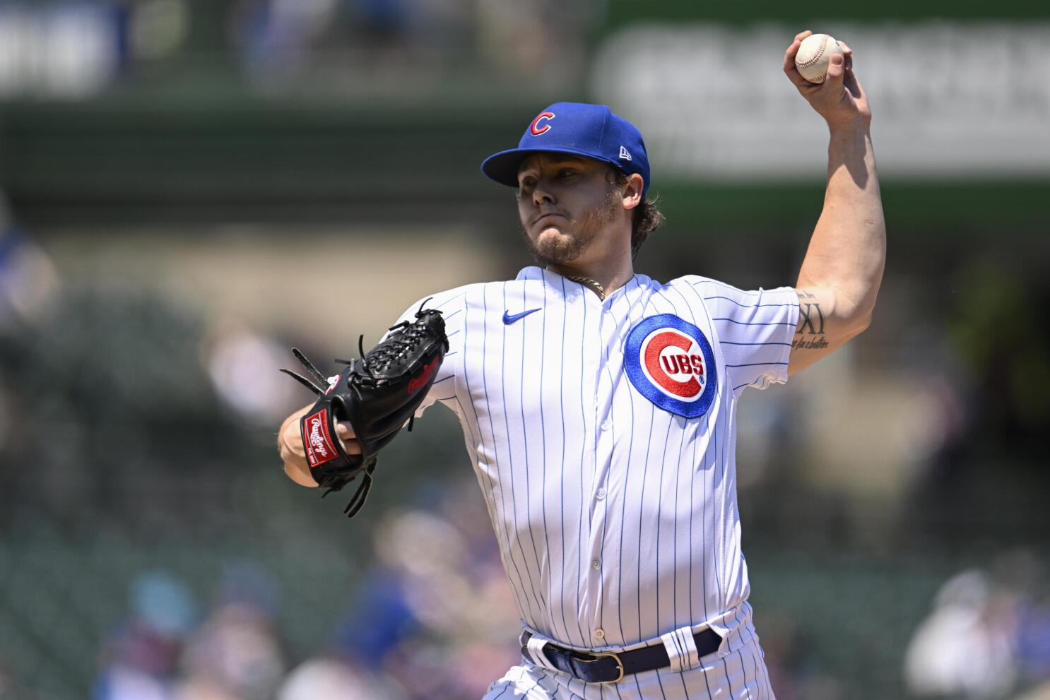 Chicago Cubs' Justin Steele throws during the first inning of a