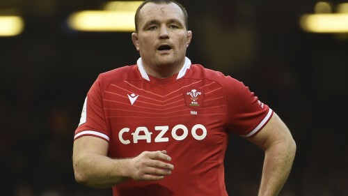 FILE - Wales Ken Owens in action during the Six Nations rugby union international match between Wales and England at the Principality Stadium in Cardiff, Wales, on Feb. 25, 2023. Wales is considering co-captains at the Rugby World Cup after incumbent Ken Owens withdrew injured from the preliminary squad on Monday June 26, 2023. (AP Photo/Rui Vieira, File)