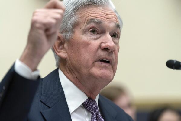 Federal Reserve Chairman Jerome Powell speaks during a House Financial Services Committee hearing to examine the Semiannual Monetary Policy Report to Congress, Wednesday, March 8, 2023, on Capitol Hill in Washington. (AP Photo/Jose Luis Magana)