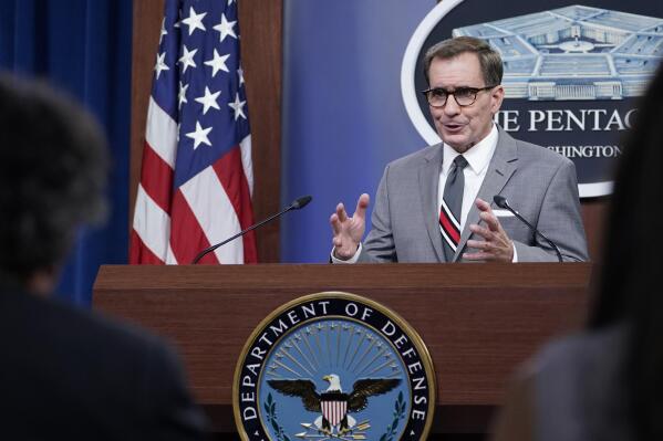 Pentagon spokesman John Kirby speaks during a briefing at the Pentagon in Washington, Monday, Aug. 9, 2021.  (AP Photo/Susan Walsh)