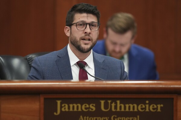 Florida Attorney General James Uthmeier speaks during a meeting between Gov. Ron DeSantis and the state cabinet at the Florida capitol in Tallahassee, Fla., March 5, 2025. (AP Photo/Rebecca Blackwell, File)