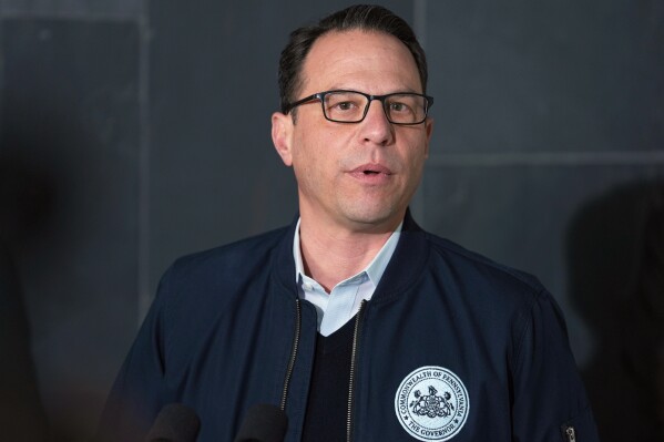 Governor Josh Shapiro speaks during a news conference regarding the shooting at UPMC Memorial Hospital in York, Pa. on Feb. 22, 2025. (AP Photo/Matt Rourke, File)