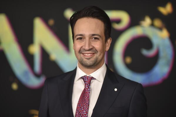 FILE - Lin-Manuel Miranda arrives at the premiere of "Encanto" on Wednesday, Nov. 3, 2021, at the El Capitan Theatre in Los Angeles. Miranda composed the songs for the film.  (Photo by Richard Shotwell/Invision/AP, File)
