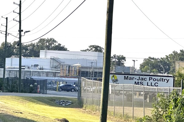 Mar-Jac Poultry in Hattiesburg, Miss., shown in July 26, 2023. The mother of a 16-year-old who died in a workplace accident at the Mississippi poultry factory is suing the companies who hired him to work at the plant, accusing them of failing to follow safety standards that would have prevented his death. (Lici Beveridge/Hattiesburg American via AP)