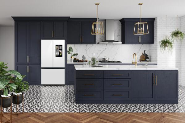 Blue and White Kitchen (with Navy Blue Kitchen Island) - On Sutton Place
