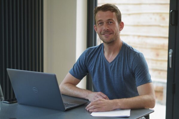 This undated handout photo shows British political candidate Andrew Gray in Selby and Ainsty, England. Gray, who's running in a special election on Thursday, July 20, 2023 used artificial intelligence to come up with campaign promises that he says reflect what residents want. Gray, who says he has no policies of his own, crowdsourced constituents' sentiments and used machine learning to come up with his political manifesto.(Tim Cook/Campaign for Andrew Gray via AP)