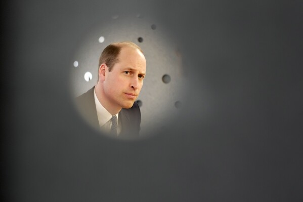 Britain's Prince William, The Prince of Wales, visits the British Red Cross at its headquarters in London, Tuesday, Feb. 20, 2024. The Prince of Wales undertakes engagements which recognise the human suffering caused by the ongoing war in the Middle East and the subsequent conflict in Gaza, as well as the rise of antisemitism around the world. The Red Cross are providing humanitarian aid in the region via the Red Cross Red Crescent Movement, including Magen David Adom in Israel and the Palestine Red Crescent Society. (AP Photo/Kin Cheung, Pool)