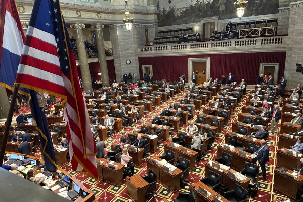 Members of the Missouri House debate legislation to exempt capital gains from the state income tax on May 7, 2025, at the state Capitol in Jefferson City, Missouri. (AP Photo/David A. Lieb)