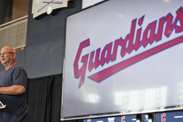 Cleveland Indians manager Terry Francona speaks at a news conference, Friday, July 23, 2021, in Cleveland. Known as the Indians since 1915, Cleveland's Major League Baseball team will be called Guardians. The ballclub announced the name change Friday, effective at the end of the 2021 season. (AP Photo/Tony Dejak)