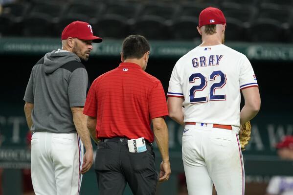 Rangers pitcher Jon Gray exits start vs. Angels with right wrist