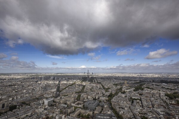 Paris, with the Eiffel Tower in the center, in the photo Monday 15 April 2024 in Paris. (AP Photo/Aurelien Morissard)