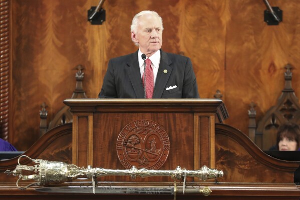 South Carolina Gov. Henry McMaster gives his State of the State address on Wednesday, Jan. 24, 2024, in Columbia, S.C. (AP Photo/Jeffrey Collins)