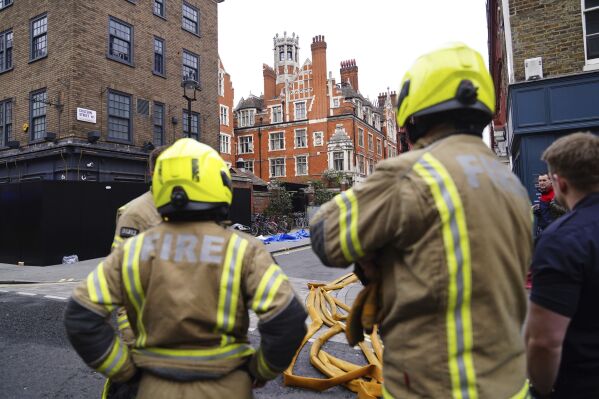 Firefighters from the Chiltern Fire Station in central London (James Manning/PA via AP) after the fire broke out on Valentine's Day on Saturday, February 15th, 2025