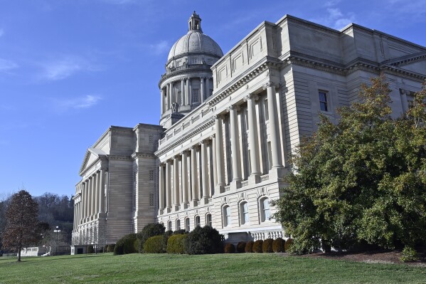 FILE - The Kentucky Capitol stands, Jan. 14, 2020, in Frankfort, Ky. A bipartisan bill aimed at expanding access to paid family leave won final passage Thursday, March 28, 2024 as Kentucky's legislature shifted into overdrive on the final day before lawmakers begin a two-week break. (AP Photo/Timothy D. Easley, File)
