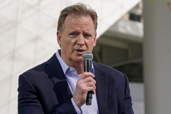 NFL Commissioner Roger Goodell speaks at a news conference, Feb. 9, 2022, in Inglewood, Calif. The 32 team owners will deal with some significant issues at their meetings this week. Two proposals to change overtime rules are particularly intriguing. Tennessee has recommended that both teams possess the ball in overtime unless the team receiving the kickoff scores a touchdown and a 2-point conversion. That would end the game. (AP Photo/Morry Gash)