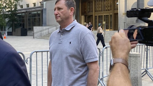 Alexander Machinsky, founder and former chief executive of the failed cryptocurrency lending platform Celsius Network, leaves Manhattan federal court Thursday, July 13, 2023, in New York on $40 million bail after pleading not guilty to charges alleging that he schemed to defraud customers by misleading them about key aspects of the business. (AP Photo/Lawrence Neumeister)