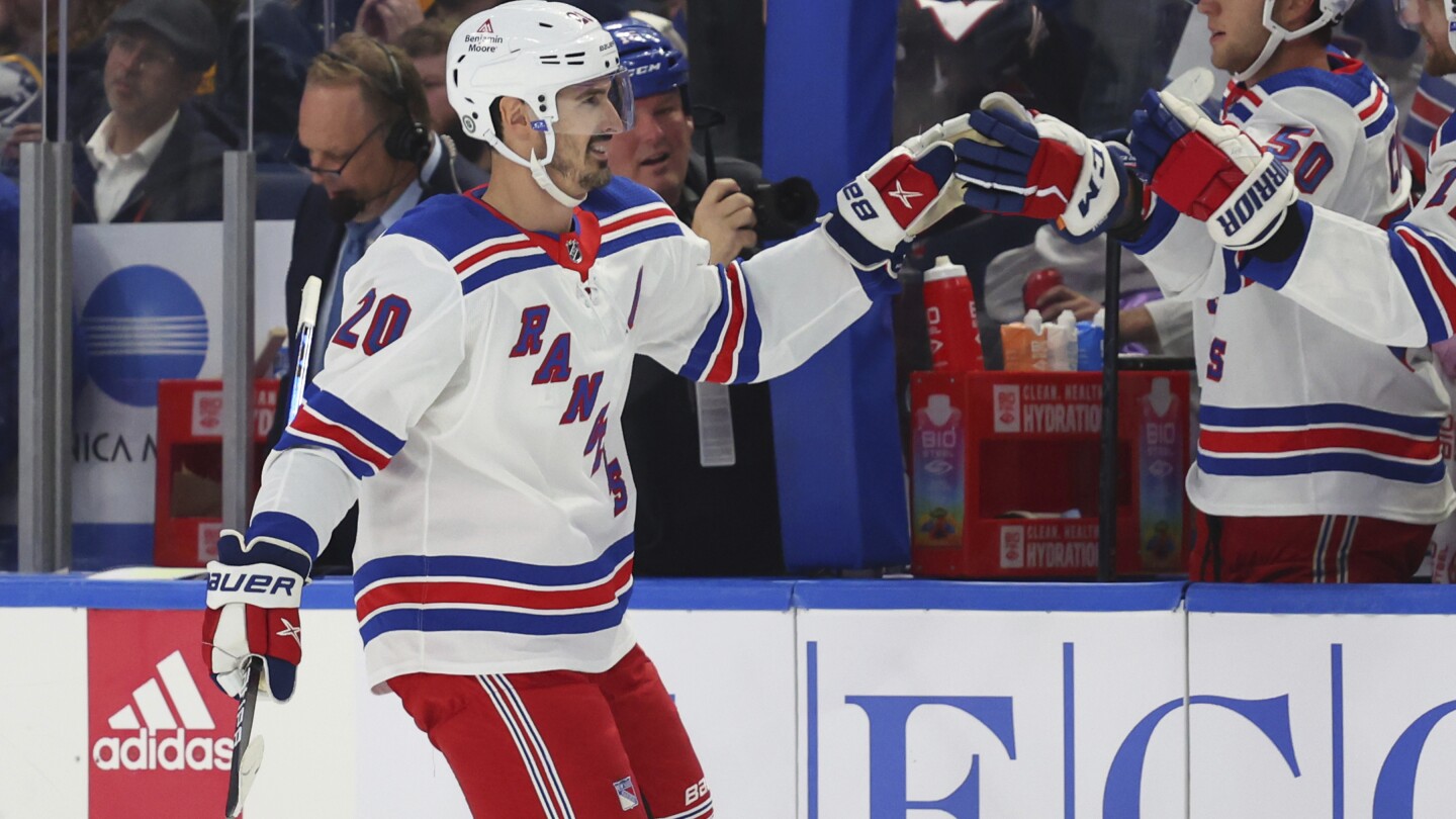 Kreider scores twice in Rangers' season-opening 5-1 win over