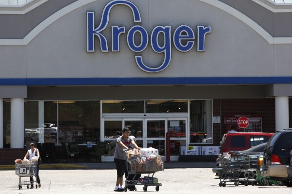 FILE - A Kroger grocery store is seen on June 12, 2012, in Dearborn, Mich. Kentucky Attorney General Russell Coleman filed a lawsuit Monday, Feb. 12, 2024, against Kroger Co., one of the nation’s largest grocery chains, claiming its pharmacies helped fuel the state's deadly opioid addiction crisis. (AP Photo/Paul Sancya, File)