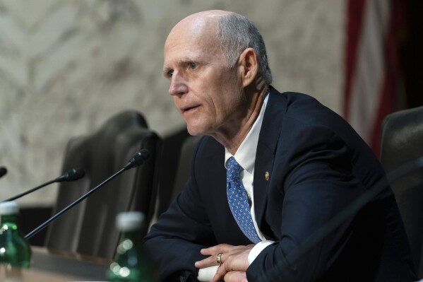 FILE - Sen. Rick Scott, R-Fla., speaks, during a Senate Armed Services Committee hearing on Capitol Hill in Washington, March 14, 2024. Scott says his decision to vote against a proposed amendment to legalize marijuana in Florida is deeply personal due to his family's long history of addiction. (AP Photo/Jose Luis Magana, file)