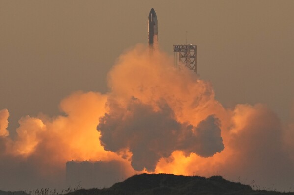 SpaceX's mega rocket Starship launches for a test flight from Starbase in Boca Chica, Texas, Saturday, Nov. 18, 2023. (AP Photo/Eric Gay)