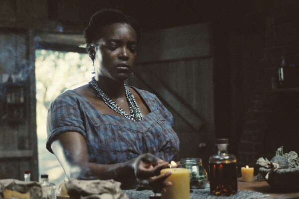 This image released by Warner Bros Pictures shows Wunmi Mosaku in a scene from "Sinners." (Warner Bros. Pictures via AP)