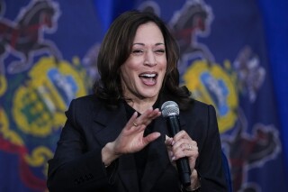 FILE - Vice President Kamala Harris speaks during a campaign event in Elkins Park, Pa., May 8, 2024. Harris on Monday, May 13, used a profanity while offering advice to young Asian American, Native Hawaiian and Pacific Islanders about how to break down barriers at the the annual Asian Pacific American Institute for Congressional Studies Legislative Leadership Summit. The vice president made the comment while participating in a conversation moderated by actor and comedian Jimmy O. Yang. (AP Photo/Matt Rourke, File)