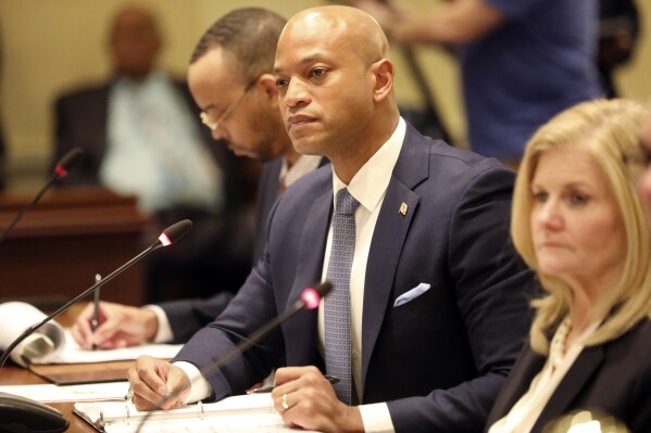 Maryland Gov. Wes Moore testifies, Wednesday, Feb. 28, 2024 in Annapolis, Md., on legislation he supports that includes $15 million to provide grants to help communities address child poverty in the state. (AP Photo/Brian Witte)
