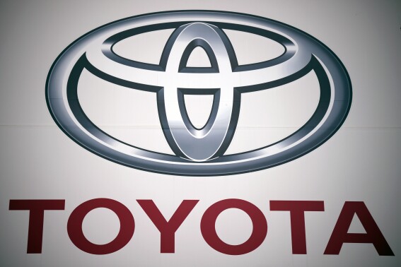 FILE - The Toyota Motor Corp. logo is seen, May 11, 2022, at a dealer in Tokyo. In a statement issued Tuesday, Feb. 27, 2024, Toyota announced it is recalling about 381,000 Tacoma midsize pickup trucks in the U.S. because a part can separate from the rear axle, increasing the risk of a crash. The recall covers certain trucks from the 2022 and 2023 model years. (AP Photo/Eugene Hoshiko, File)