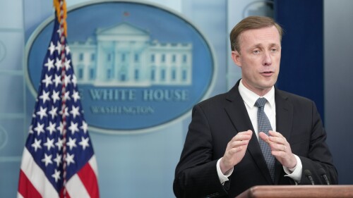 White House national security adviser Jake Sullivan speaks during a press briefing at the White House, Friday, July 7, 2023, in Washington. (AP Photo/Patrick Semansky)