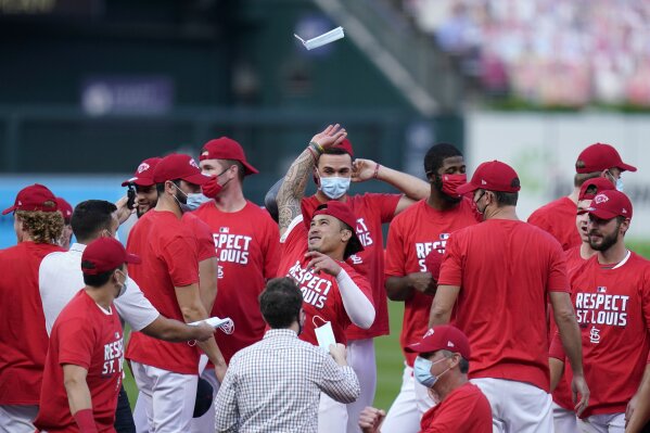 Cardinals celebrate in clubhouse after clinching playoffs