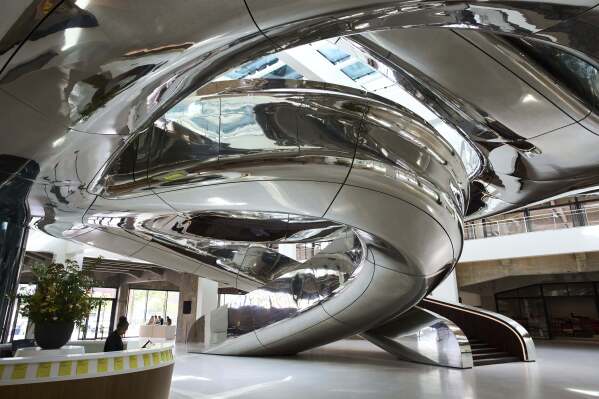 Interior view of the Fenix Migration Museum in Rotterdam, Netherlands, Wednesday, May 14, 2025. (AP Photo/Peter Dejong)