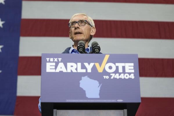 Wisconsin Democratic Gov. Tony Evers speaks at a rally Saturday, Oct. 29, 2022, in Milwaukee. (AP Photo/Morry Gash)