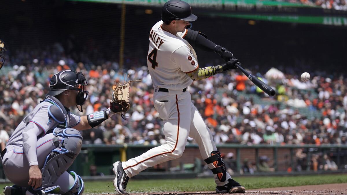 San Francisco Giants' Mitch Haniger during a baseball game against the  Miami Marlins in San Francisco, Sunday, May 21, 2023. (AP Photo/Jeff Chiu  Stock Photo - Alamy